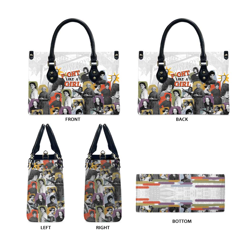 Black History Fight Like A Girl Leather Bag African Feminist Icons and Bold Retro Art Style - African Pride