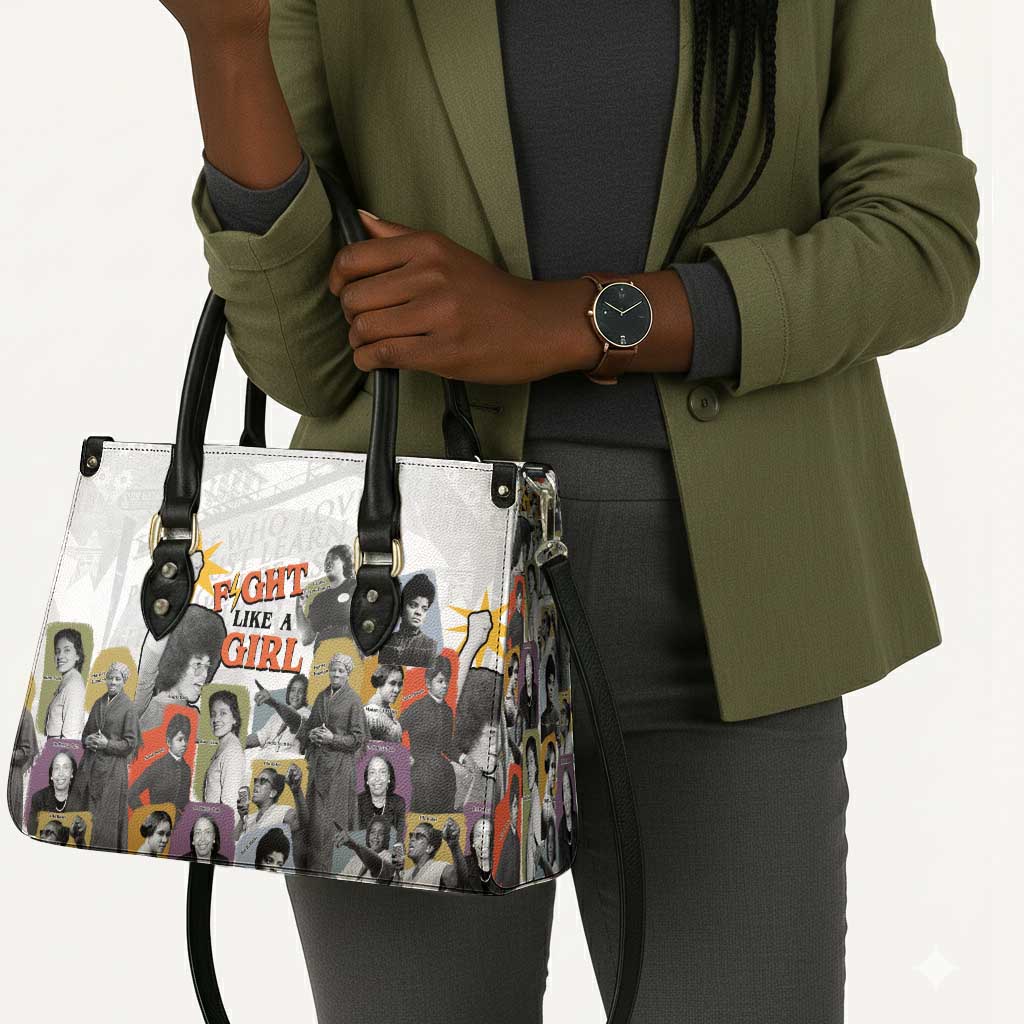 Black History Fight Like A Girl Leather Bag African Feminist Icons and Bold Retro Art Style - African Pride