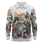 Black History Fight Like A Girl Long Sleeve Polo Shirt African Feminist Icons and Bold Retro Art Style - African Pride