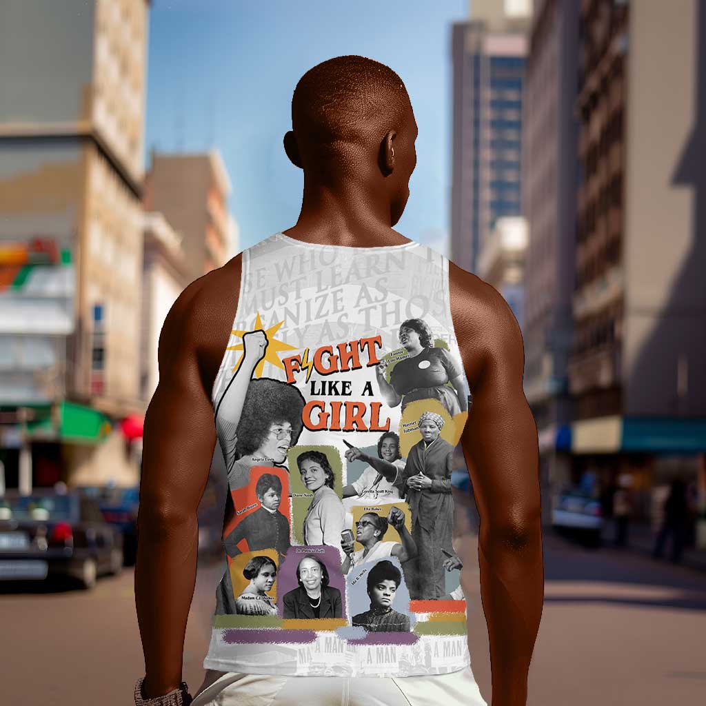 Black History Fight Like A Girl Men Tank Top African Feminist Icons and Bold Retro Art Style - African Pride