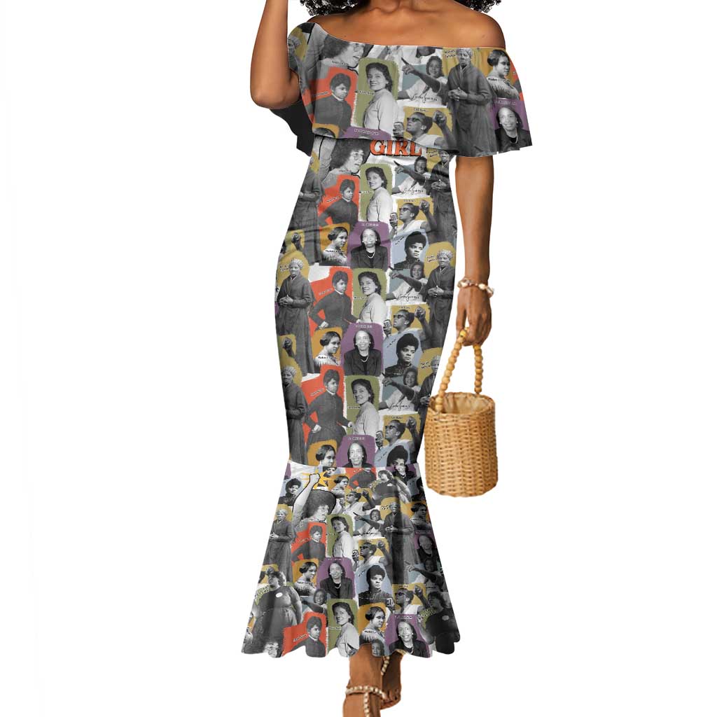 Black History Fight Like A Girl Mermaid Dress African Feminist Icons and Bold Retro Art Style - African Pride