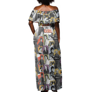 Black History Fight Like A Girl Off Shoulder Maxi Dress African Feminist Icons and Bold Retro Art Style - African Pride