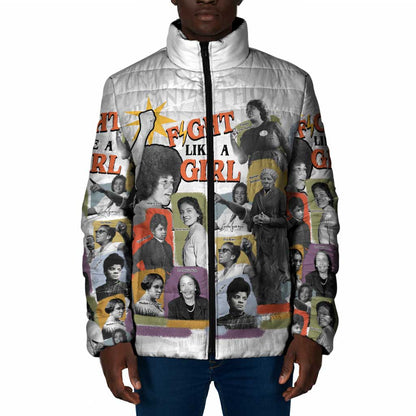 Black History Fight Like A Girl Padded Jacket African Feminist Icons and Bold Retro Art Style - African Pride