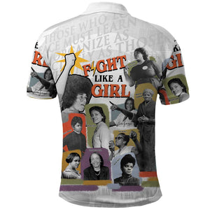 Black History Fight Like A Girl Polo Shirt African Feminist Icons and Bold Retro Art Style - African Pride