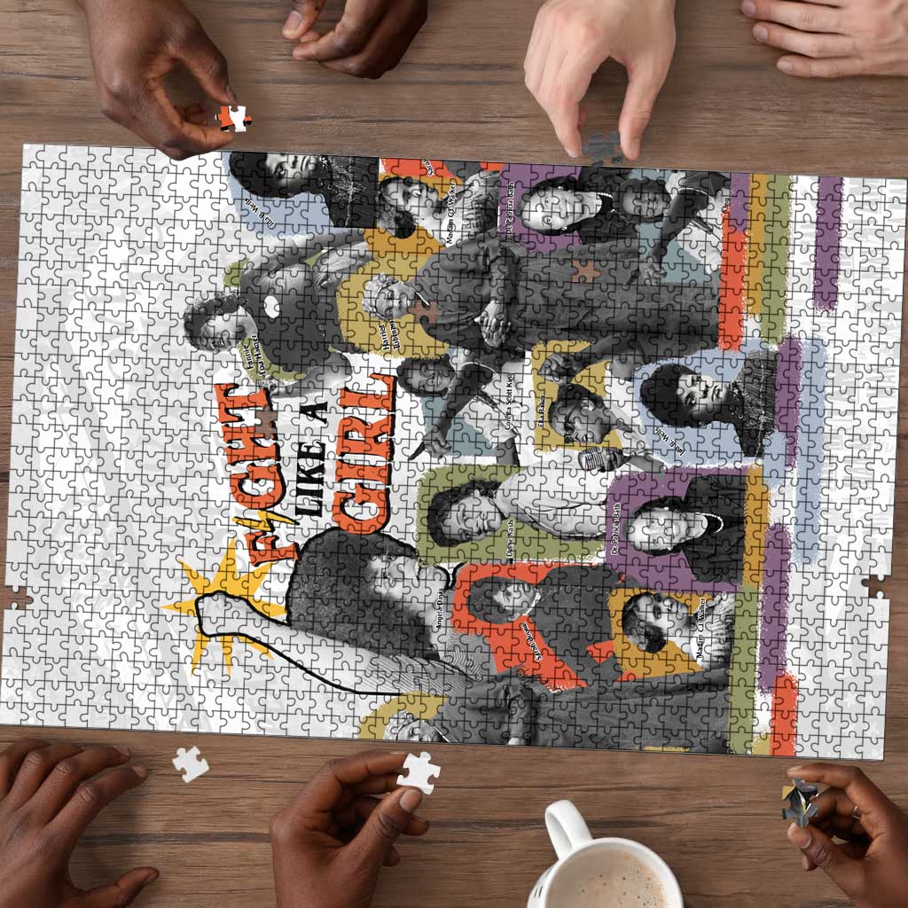 Black History Fight Like A Girl Puzzle African Feminist Icons and Bold Retro Art Style - African Pride