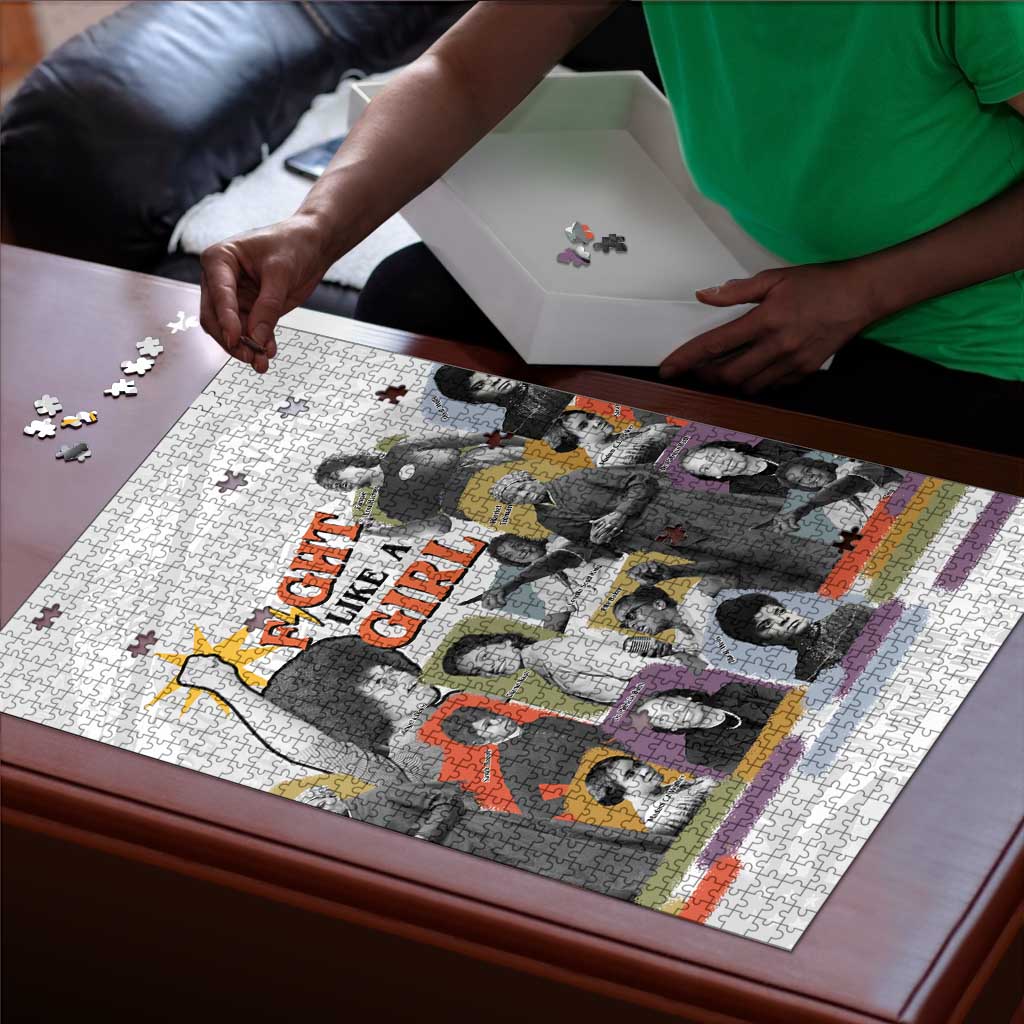 Black History Fight Like A Girl Puzzle African Feminist Icons and Bold Retro Art Style - African Pride