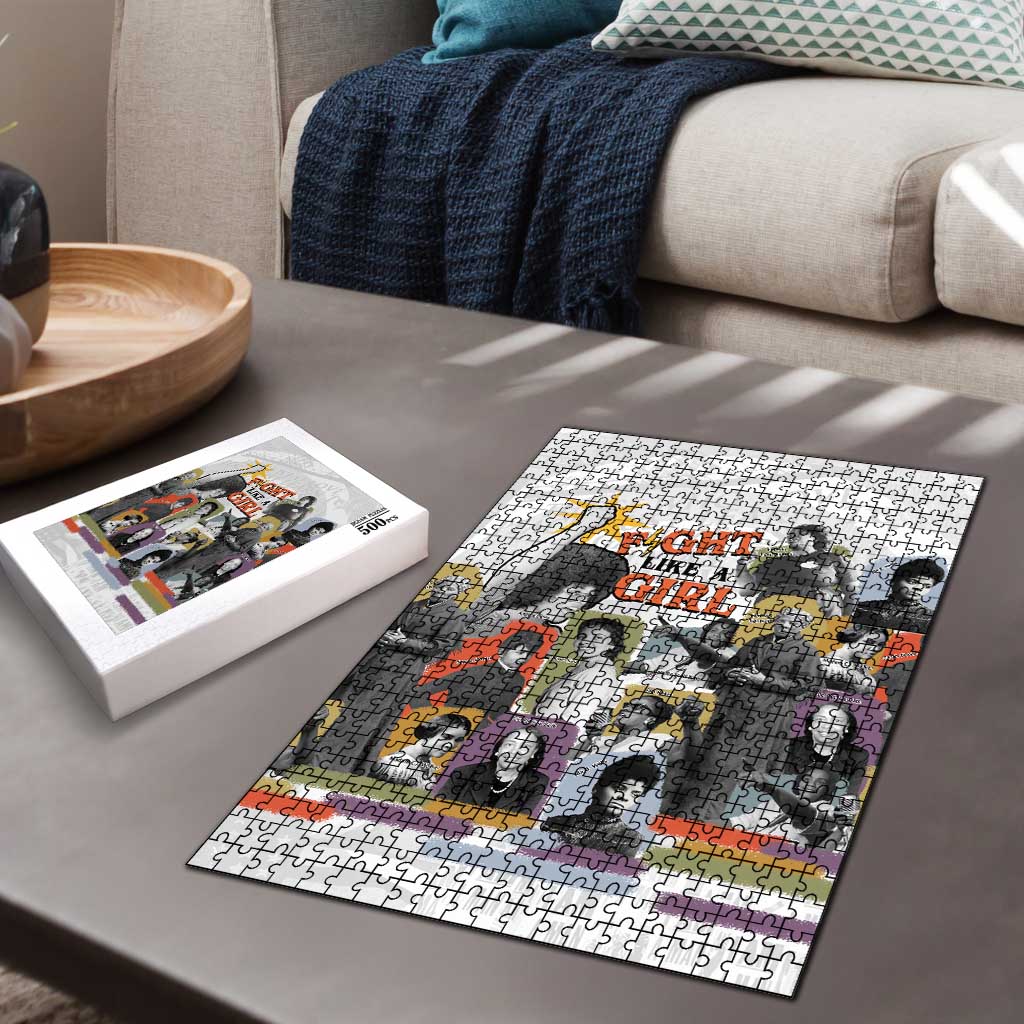 Black History Fight Like A Girl Puzzle African Feminist Icons and Bold Retro Art Style - African Pride