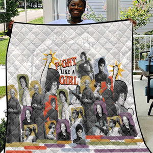 Black History Fight Like A Girl Quilt African Feminist Icons and Bold Retro Art Style - African Pride