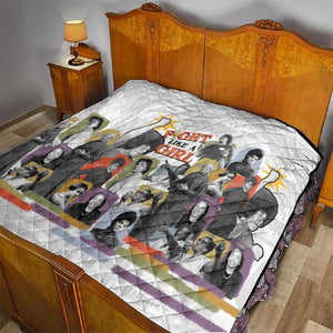 Black History Fight Like A Girl Quilt African Feminist Icons and Bold Retro Art Style - African Pride