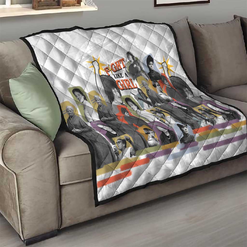 Black History Fight Like A Girl Quilt African Feminist Icons and Bold Retro Art Style - African Pride