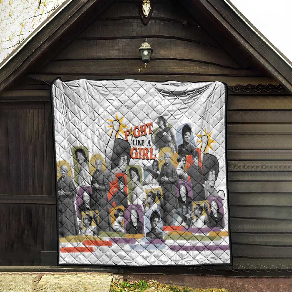Black History Fight Like A Girl Quilt African Feminist Icons and Bold Retro Art Style - African Pride