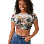 Black History Fight Like A Girl Raglan Cropped T shirt African Feminist Icons and Bold Retro Art Style - African Pride