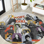 Black History Fight Like A Girl Round Carpet African Feminist Icons and Bold Retro Art Style - African Pride