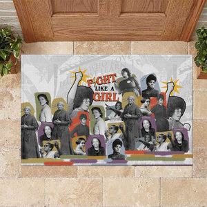 Black History Fight Like A Girl Rubber Doormat African Feminist Icons and Bold Retro Art Style - African Pride