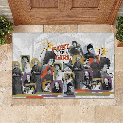 Black History Fight Like A Girl Rubber Doormat African Feminist Icons and Bold Retro Art Style - African Pride