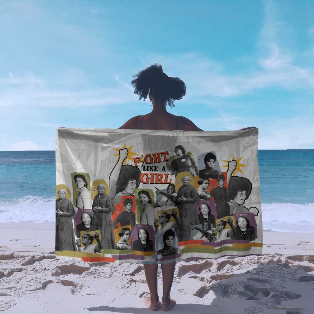 Black History Fight Like A Girl Sarong African Feminist Icons and Bold Retro Art Style - African Pride