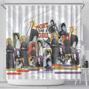 Black History Fight Like A Girl Shower Curtain African Feminist Icons and Bold Retro Art Style - African Pride