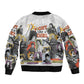 Black History Fight Like A Girl Sleeve Zip Bomber Jacket African Feminist Icons and Bold Retro Art Style - African Pride