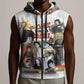 Black History Fight Like A Girl Sleeveless Zip Hoodie African Feminist Icons and Bold Retro Art Style - African Pride