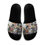 Black History Fight Like A Girl Slide Sandals African Feminist Icons and Bold Retro Art Style - African Pride