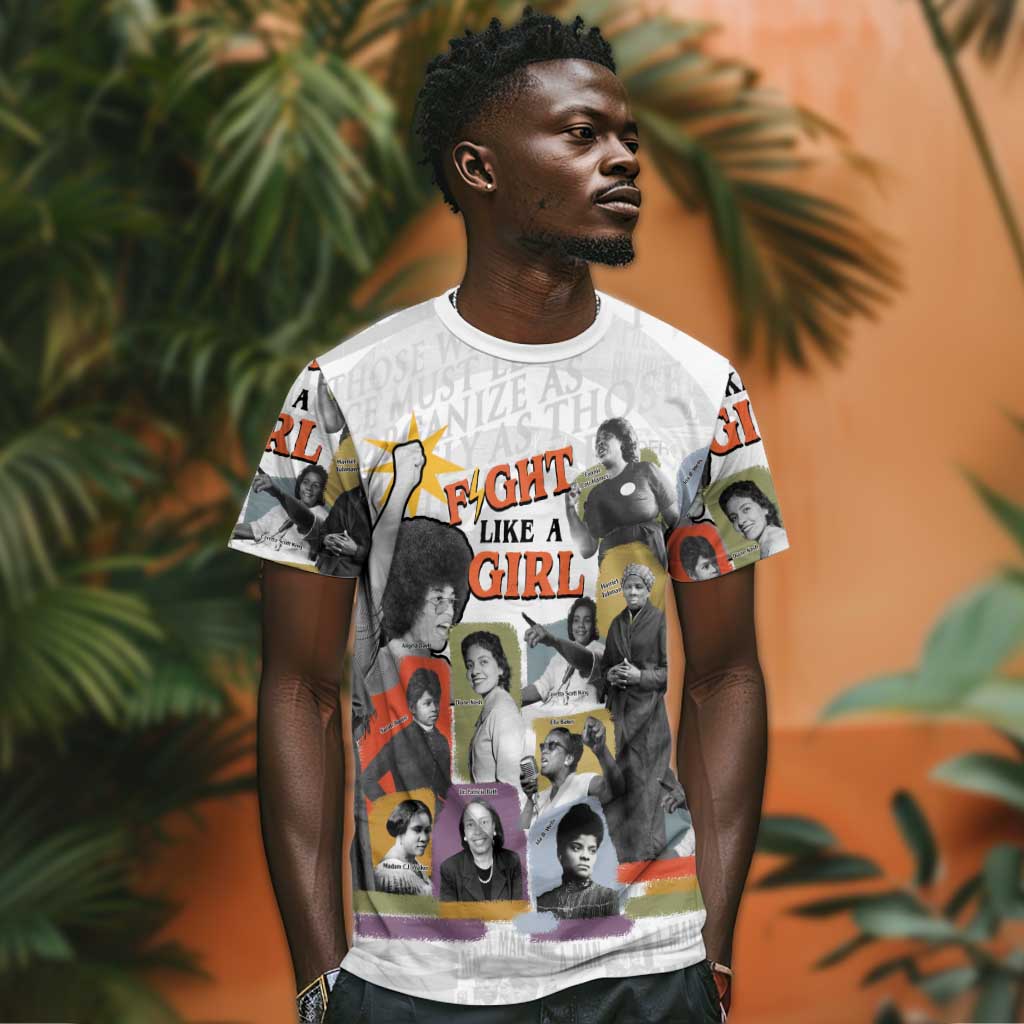 Black History Fight Like A Girl T shirt African Feminist Icons and Bold Retro Art Style - African Pride