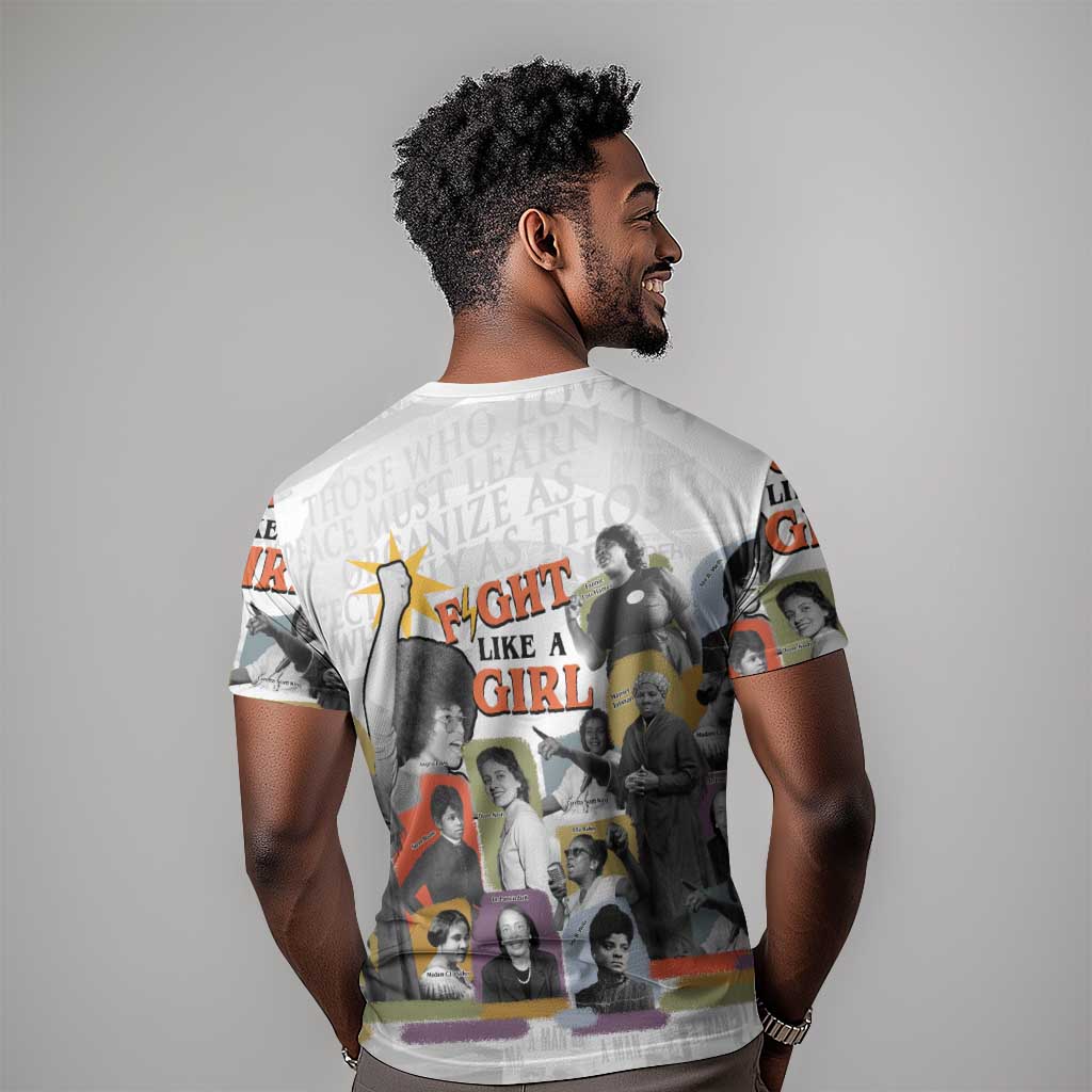 Black History Fight Like A Girl T shirt African Feminist Icons and Bold Retro Art Style - African Pride