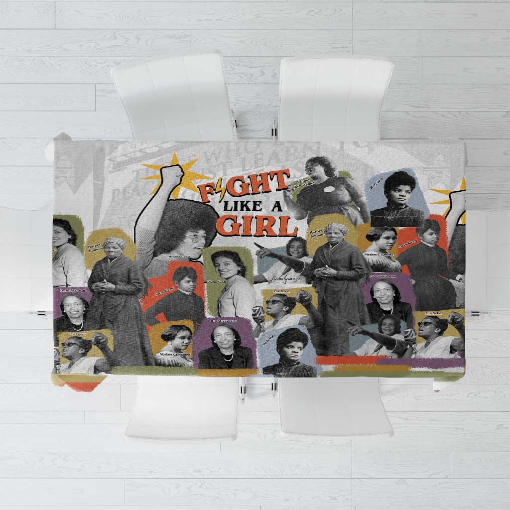 Black History Fight Like A Girl Tablecloth African Feminist Icons and Bold Retro Art Style - African Pride