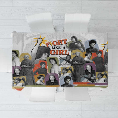 Black History Fight Like A Girl Tablecloth African Feminist Icons and Bold Retro Art Style - African Pride