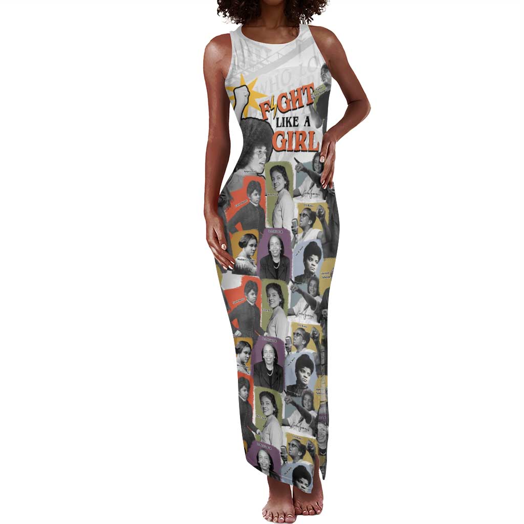 Black History Fight Like A Girl Tank Maxi Dress African Feminist Icons and Bold Retro Art Style - African Pride