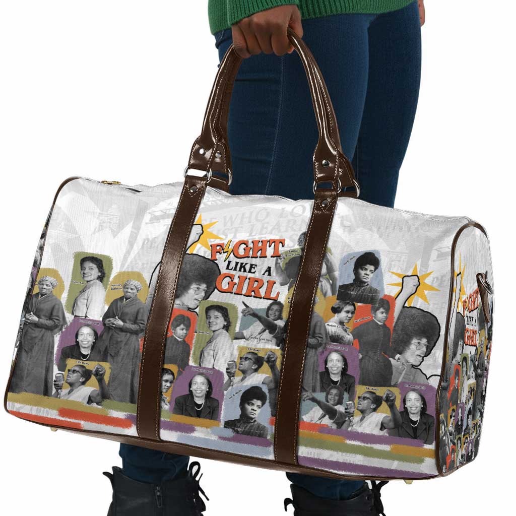 Black History Fight Like A Girl Travel Bag African Feminist Icons and Bold Retro Art Style - African Pride