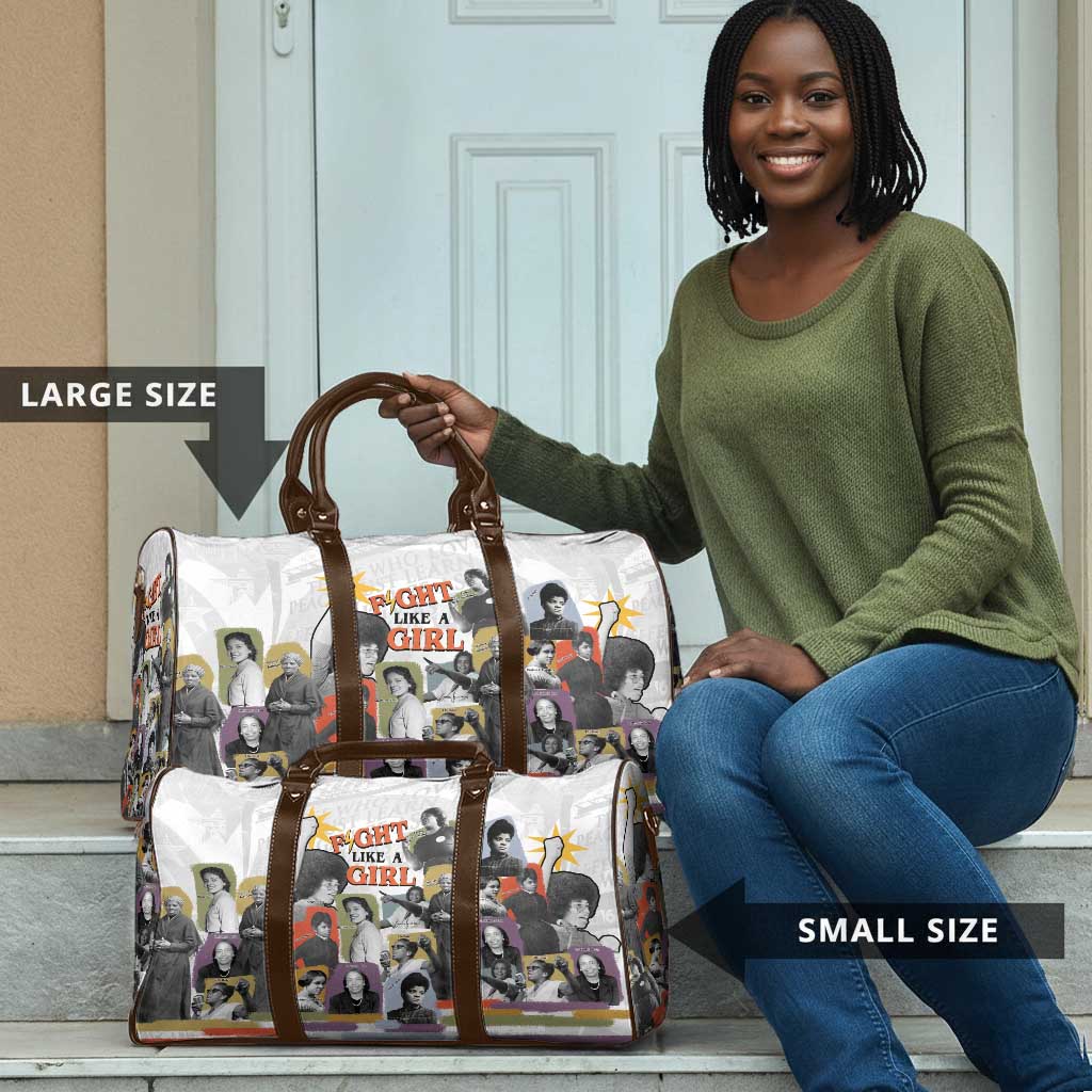 Black History Fight Like A Girl Travel Bag African Feminist Icons and Bold Retro Art Style - African Pride