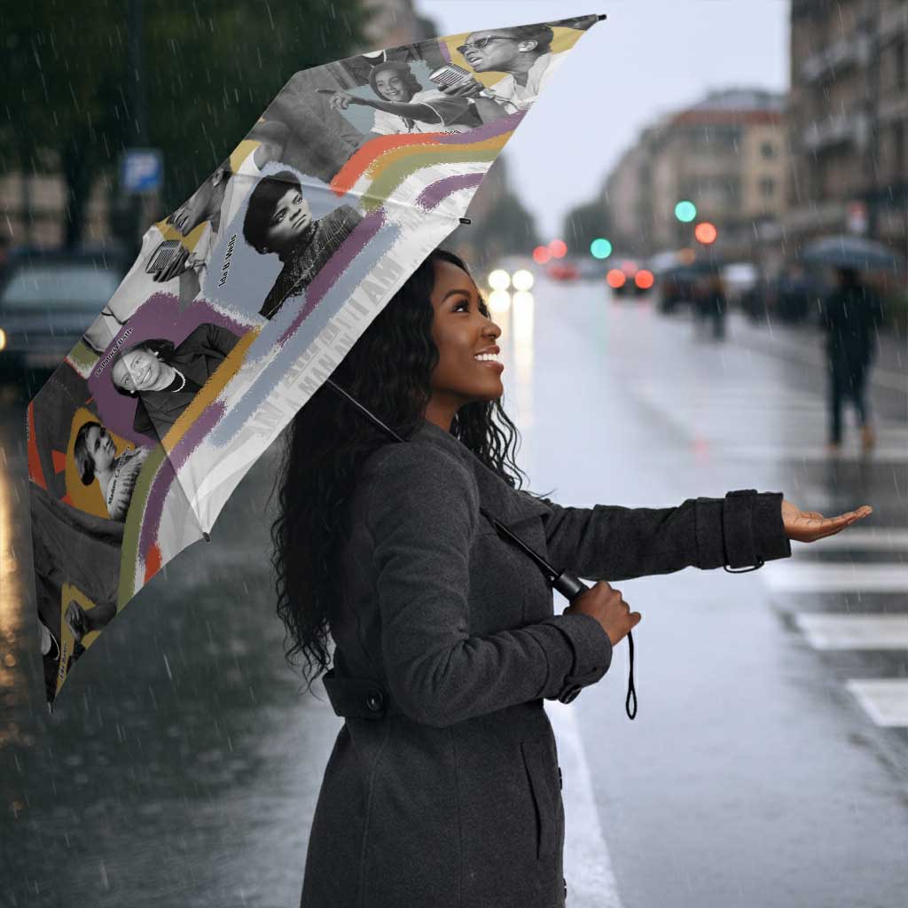 Black History Fight Like A Girl Umbrella African Feminist Icons and Bold Retro Art Style - African Pride