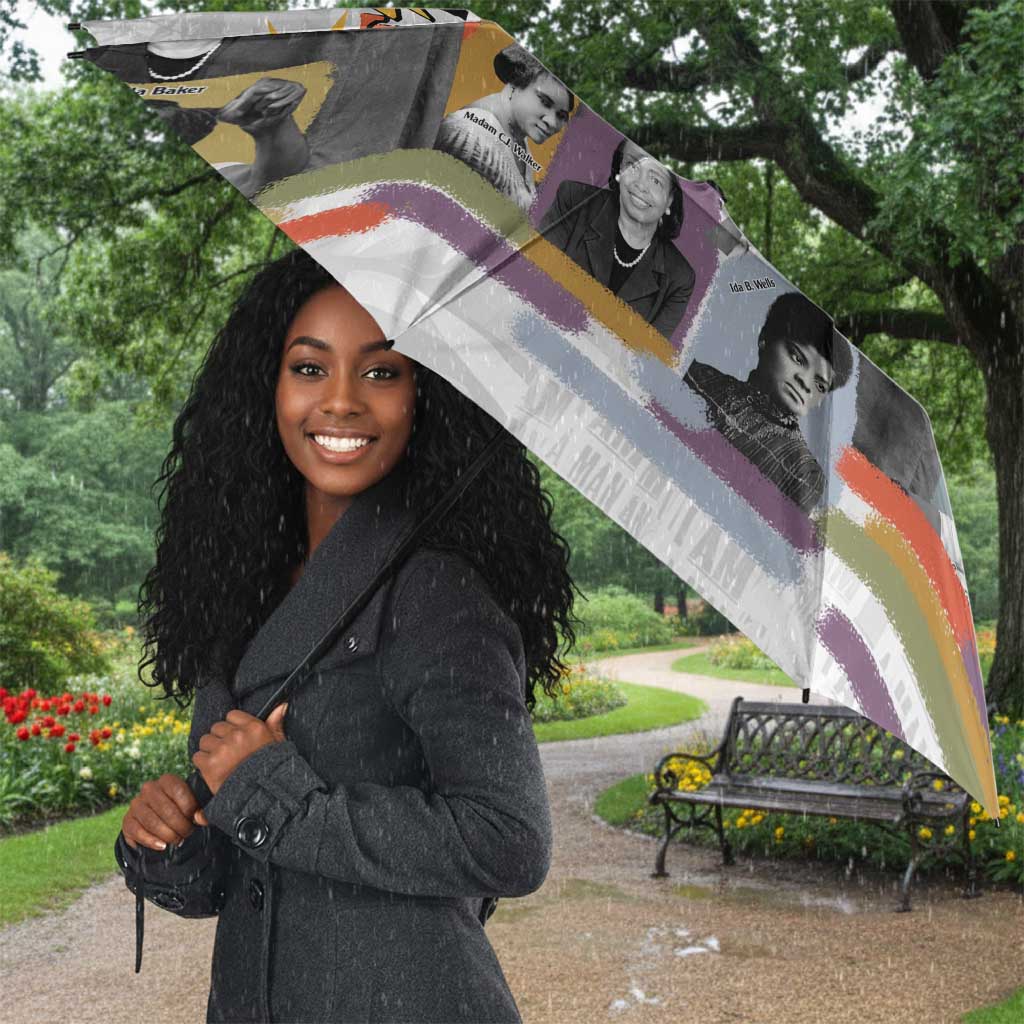 Black History Fight Like A Girl Umbrella African Feminist Icons and Bold Retro Art Style - African Pride