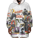 Black History Fight Like A Girl Wearable Blanket Hoodie African Feminist Icons and Bold Retro Art Style - African Pride