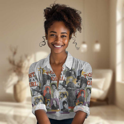 Black History Fight Like A Girl Women Casual Shirt African Feminist Icons and Bold Retro Art Style - African Pride