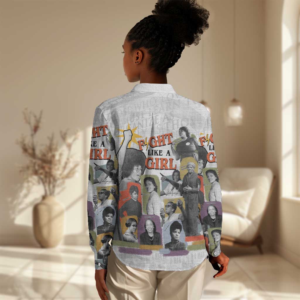 Black History Fight Like A Girl Women Casual Shirt African Feminist Icons and Bold Retro Art Style - African Pride