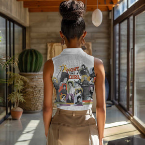 Black History Fight Like A Girl Women Sleeveless Polo Shirt African Feminist Icons and Bold Retro Art Style - African Pride