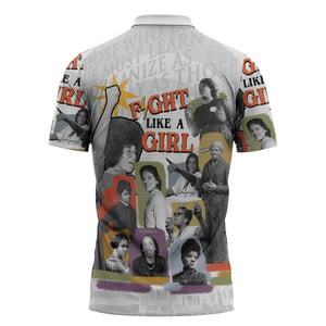 Black History Fight Like A Girl Zipper Polo Shirt African Feminist Icons and Bold Retro Art Style - African Pride