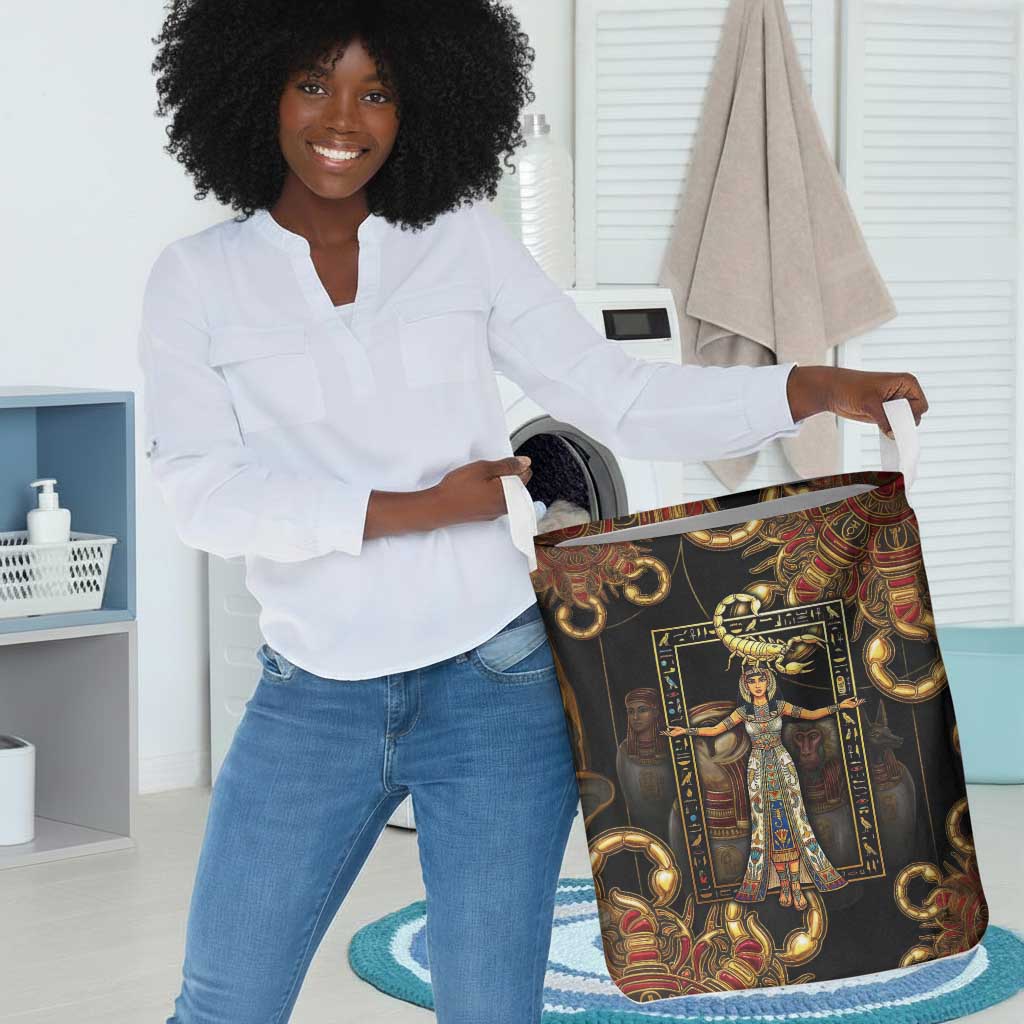 Serket Ancient Egyptian Laundry Basket with Canopic Jars and Scorpion Motif in Protection