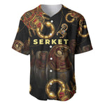 Serket Ancient Egyptian Baseball Jersey with Canopic Jars and Scorpion Motif in Protection