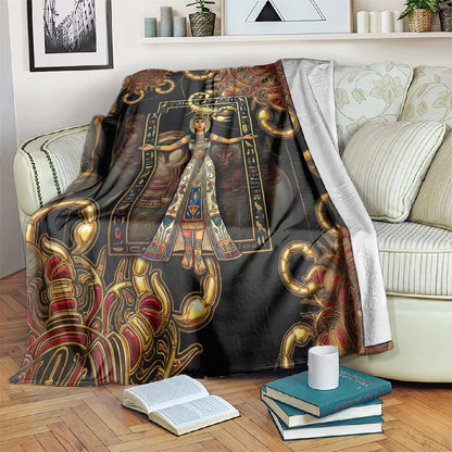Serket Ancient Egyptian Blanket with Canopic Jars and Scorpion Motif in Protection