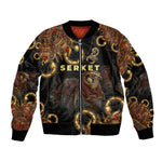 Serket Ancient Egyptian Bomber Jacket with Canopic Jars and Scorpion Motif in Protection