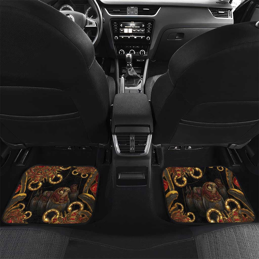 Serket Ancient Egyptian Car Mats with Canopic Jars and Scorpion Motif in Protection