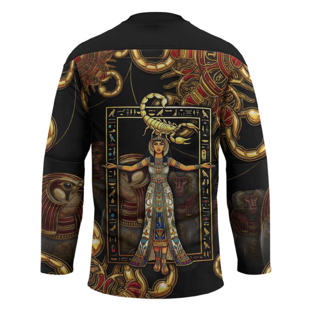Serket Ancient Egyptian Hockey Jersey with Canopic Jars and Scorpion Motif in Protection