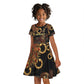 Serket Ancient Egyptian Kid Short Sleeve Dress with Canopic Jars and Scorpion Motif in Protection