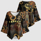 Serket Ancient Egyptian Kimono Sleeve Blouse with Canopic Jars and Scorpion Motif in Protection