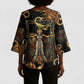 Serket Ancient Egyptian Kimono Sleeve Blouse with Canopic Jars and Scorpion Motif in Protection