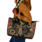 Serket Ancient Egyptian Leather Tote Bag with Canopic Jars and Scorpion Motif in Protection
