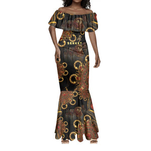 Serket Ancient Egyptian Mermaid Dress with Canopic Jars and Scorpion Motif in Protection