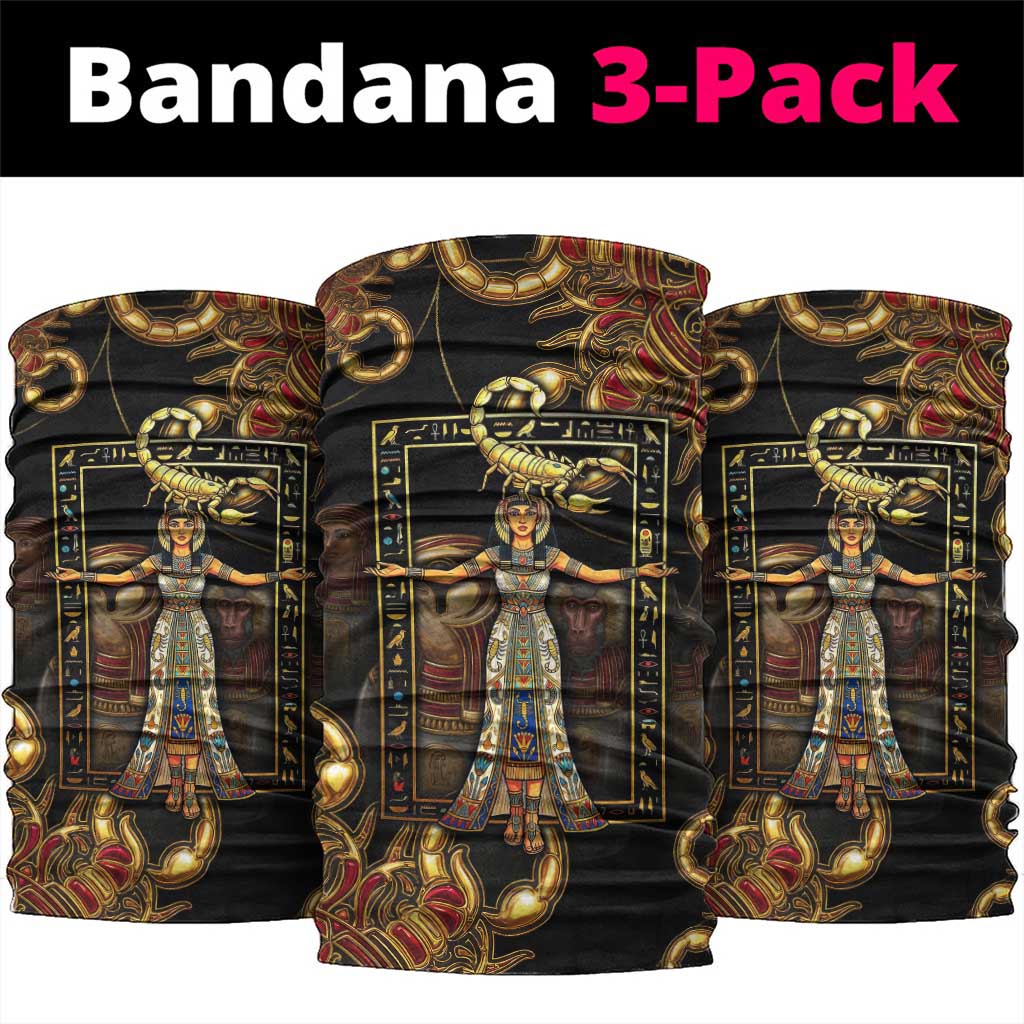 Serket Ancient Egyptian Neck Gaiter with Canopic Jars and Scorpion Motif in Protection